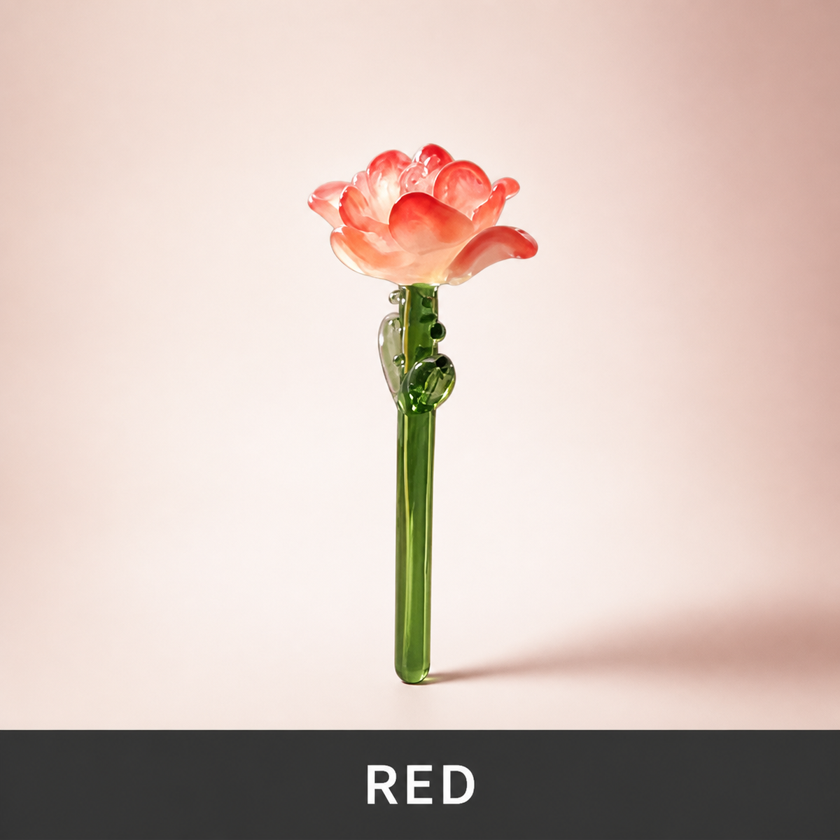 Red handmade glass carnation flower stem color option