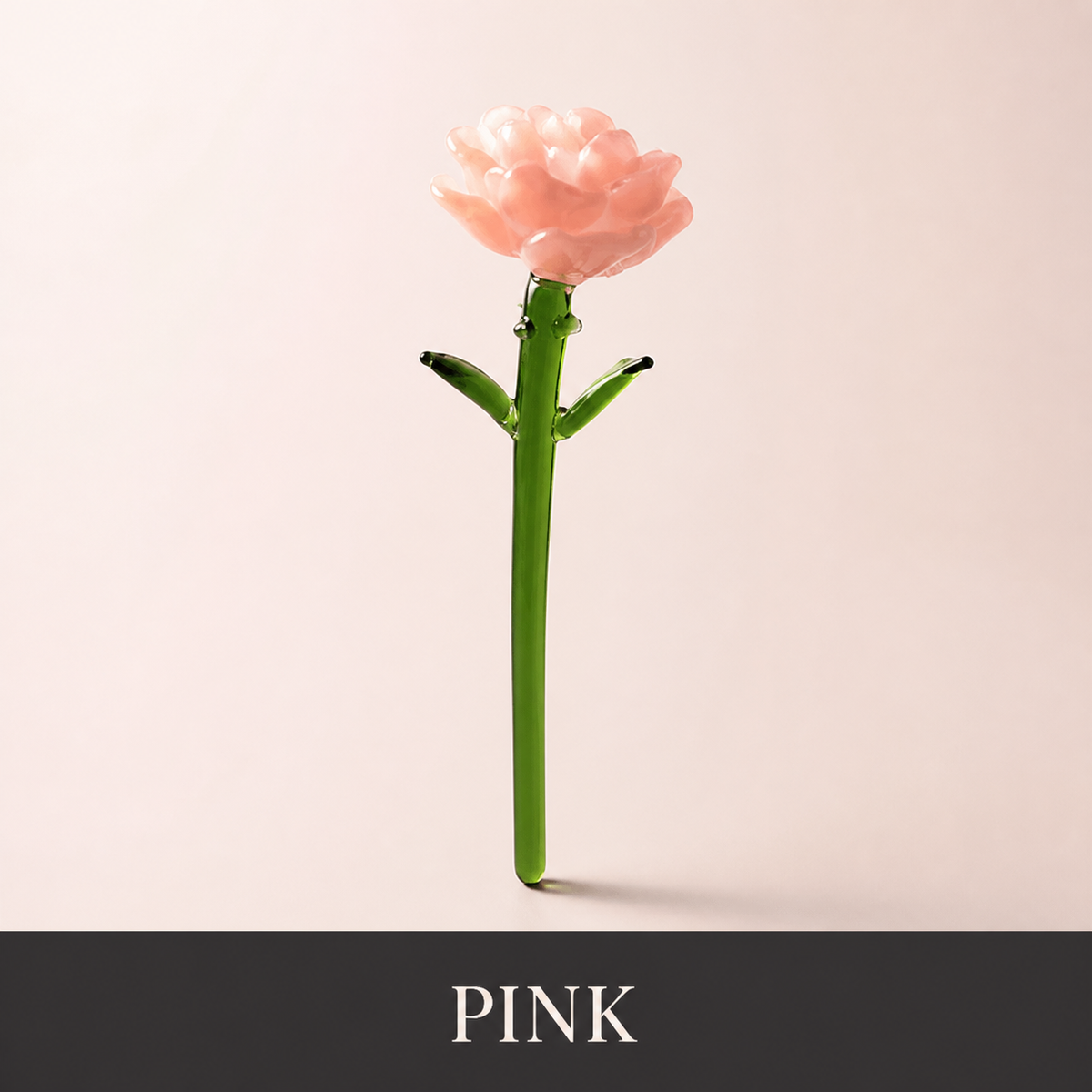 Pink handmade glass carnation flower stem color option