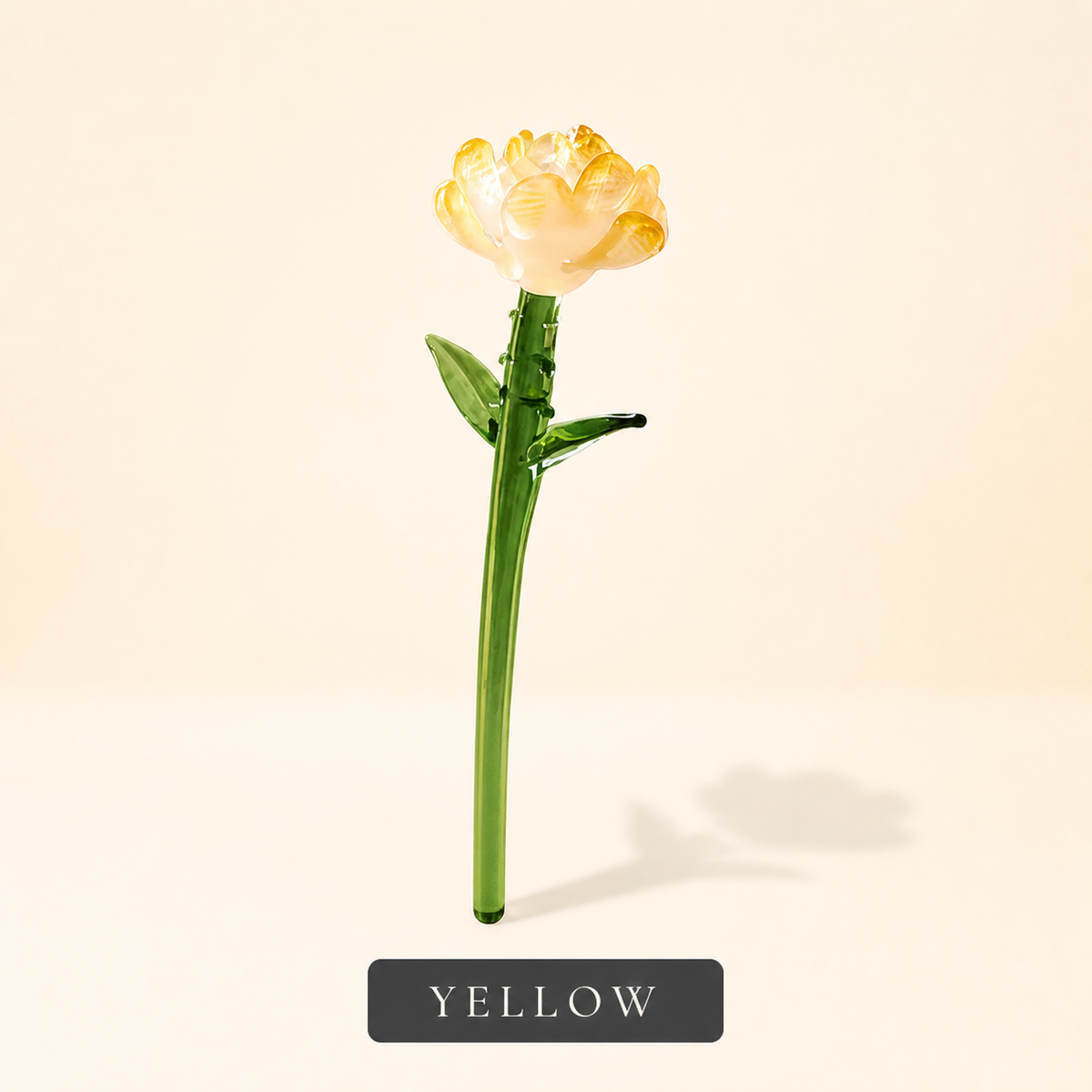 Yellow handmade glass carnation flower stem color option