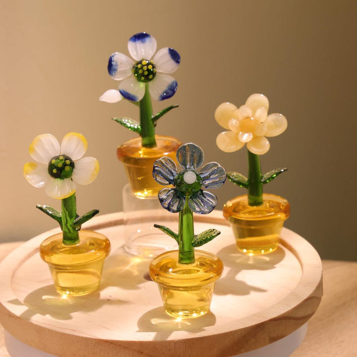 Glass Flower Figurine, Handmade Glass Plant, Hand Blown Spring Flower, Gift for Mom & Friends, Home Decor