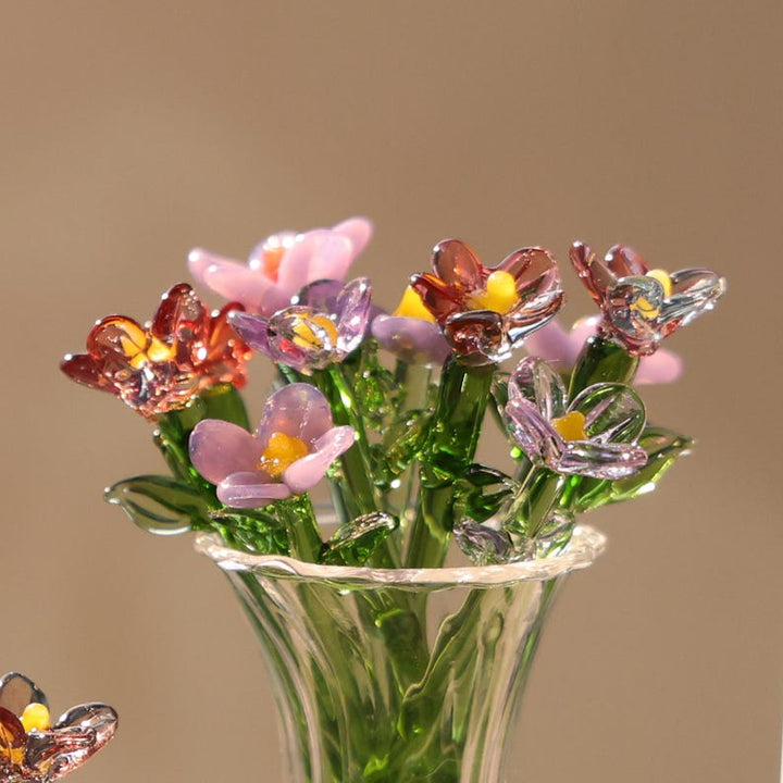 Glass Flower Sculpture, Hand Blown Spring Flower, Glass Flower Bouquet, Home Decor, Personalized Gifts, Gift For Her, Purple Flowers