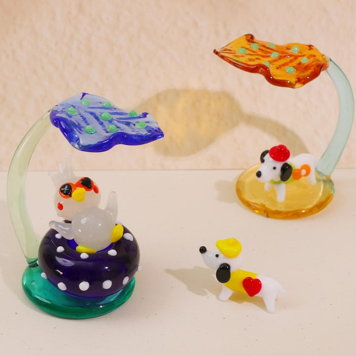 Handmade Glass Sculpture, Duck & Swim Ring, Leaf, Dog, Home Decor, Hand Crafted Figurine, Personalized Gifts, Gift For Her,