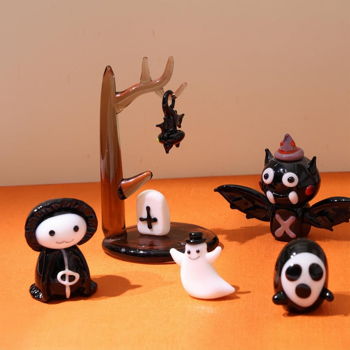 Handmade Halloween Glass Sculptures,Glass Ghost,Glass Pumpkin,Halloween Gift,Halloween,bat,ghost,tree,tombstone