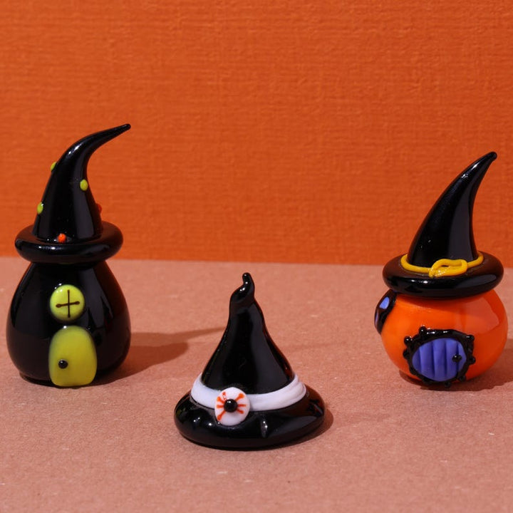 Handmade Halloween Glass Sculptures,Glass Ghost,Glass Pumpkin,Halloween Gift,Witches Hat