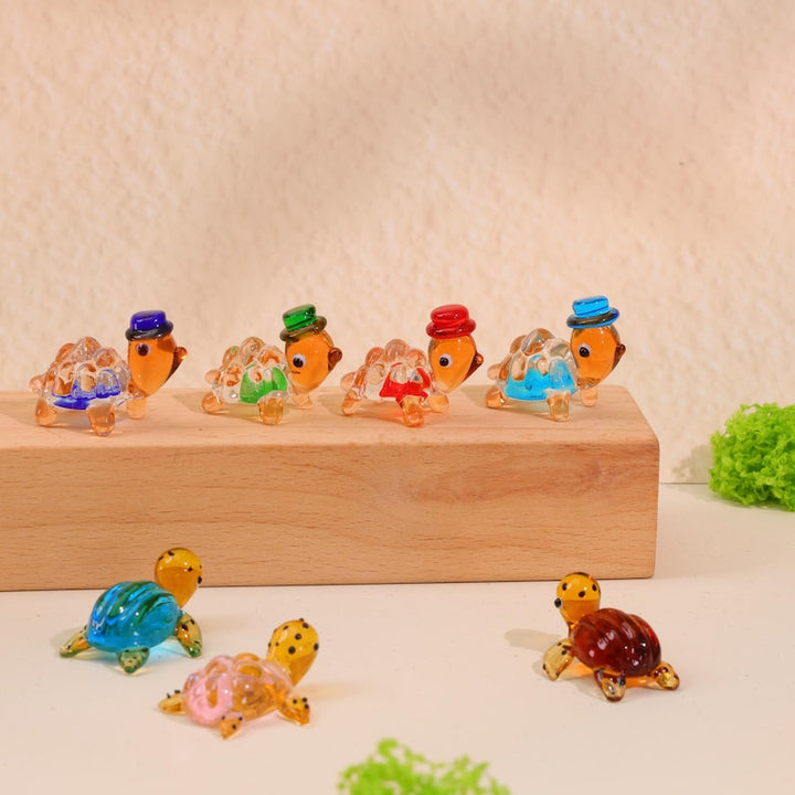 Handmade Glass Sculpture, Glass Turtle, Turtle with hat, Home Decor, Hand Crafted Figurine, Personalized Gifts, Gift For Her,