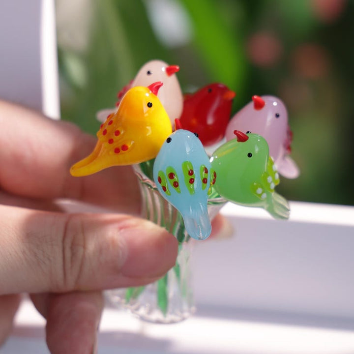 Glass Bird Sculpture, Glass Flower Bouquet, Glass Birds, Home Decor, Personalized Gifts, Gift For Her, Home Decro