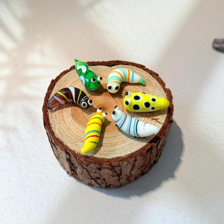 Handmade Glass Caterpillar Figurines | Colorful Blown Glass Worm