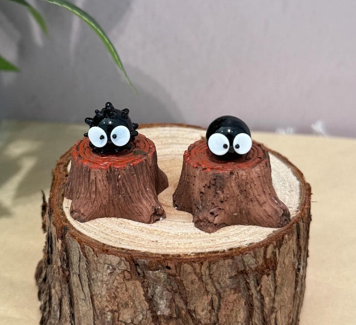 Handmade Mini Glass Soot Sprite Figurine, Whimsical Desk Decor – Handmade Gift for Her
