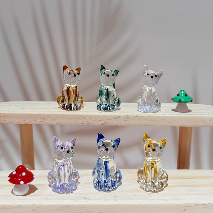 Handcrafted glass cat figurines, colorful animal sculptures, – Handmade Gift for Her