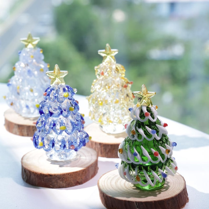 Handmade Christmas Glass Sculptures, Glass Christmas Tree Figurines, Holiday Decor, Glass Ornament, Christmas Gift, Christmas Decro