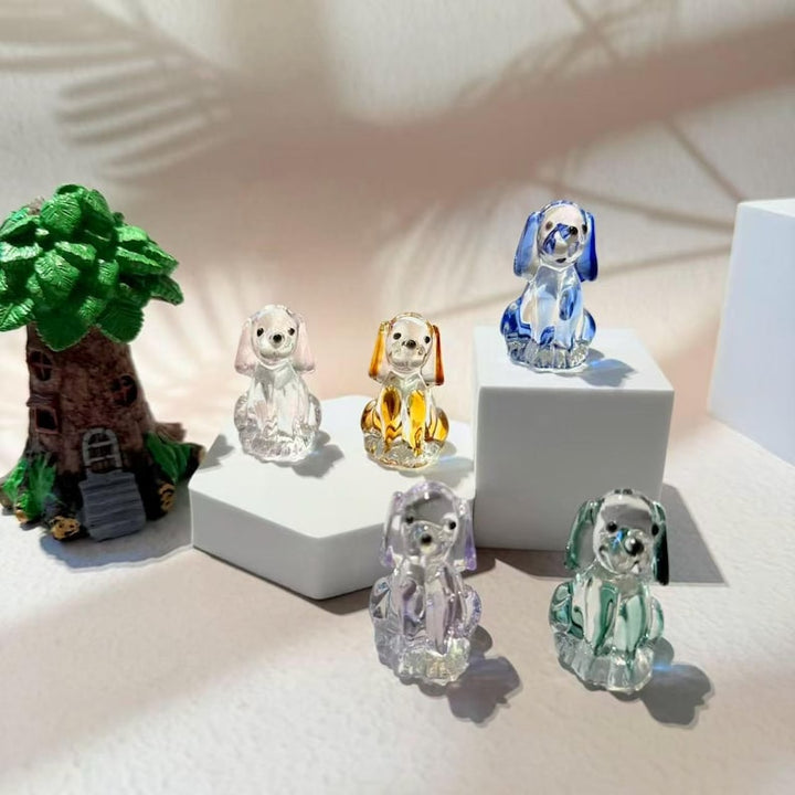 Hand Blown Glass Puppy Figurine | Collectible Dog Lover Gift