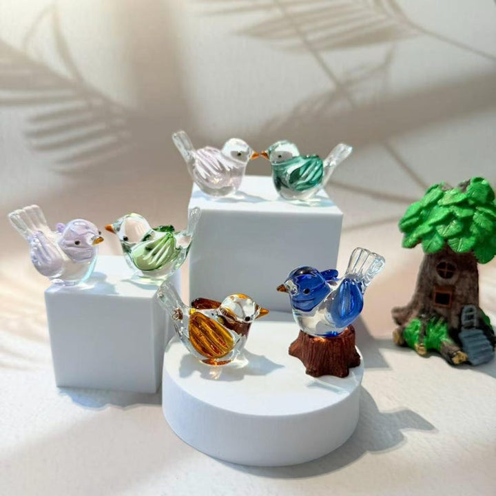 Handmade Blown Glass Bird Figurine | Colorful Miniature Sculpture – Handmade Gift for Her