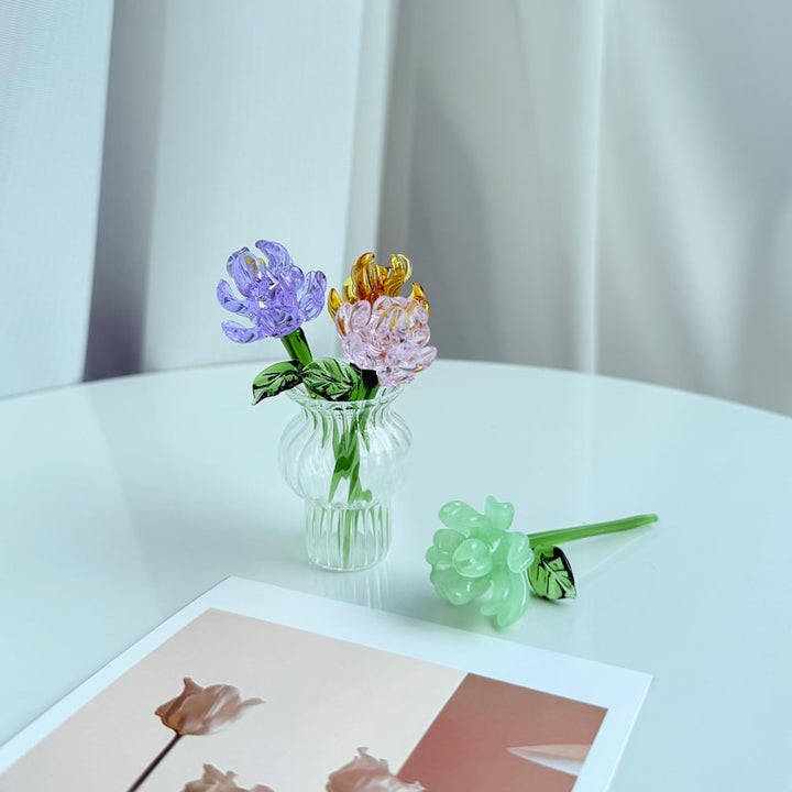 Handmade Glass Peony Flower Bouquet, Unique Home Decor