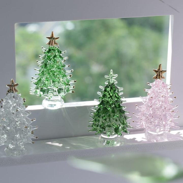 Handmade Christmas Glass Sculptures, Glass Christmas Tree Figurines, Holiday Decor, Glass Ornament, Christmas Gift, Christmas Glass Art