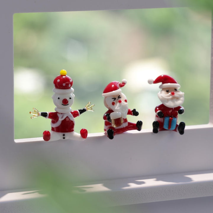 Handmade Christmas Glass Sculptures, Glass Christmas Figurines, Christmas Gift, Christmas Decro,  Glass Santa Claus Figurines