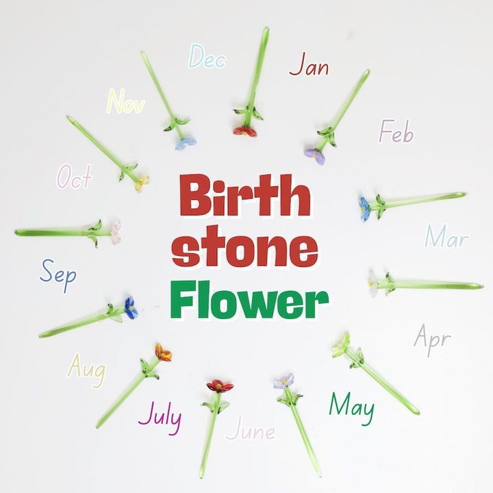 Glass Birth stone Flower, Birth Flower Gift, Hand Blown Spring Flower, Glass Flower Bouquet, Personalized Gifts, Gift For Her, Birthday Gift
