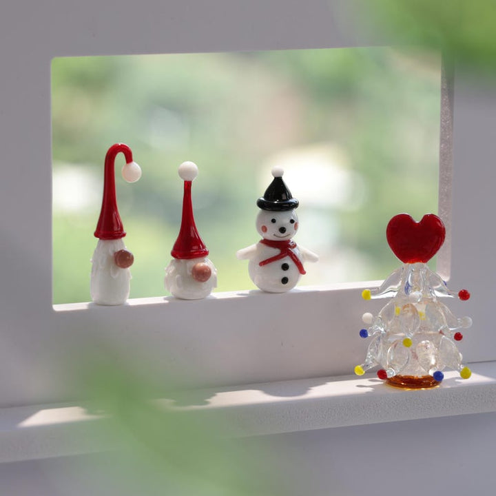 Handmade Christmas Glass Sculptures, Glass Christmas Figurines, Christmas Gift, Christmas Decro, Gnome, Snowman, Santa Claus, Christmas Tree