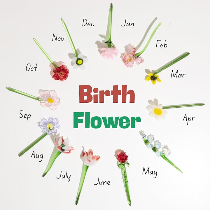Handmade Glass Birth Month Flower, Birth Flower Gift, Hand Blown Spring Flower, Glass Flower Bouquet