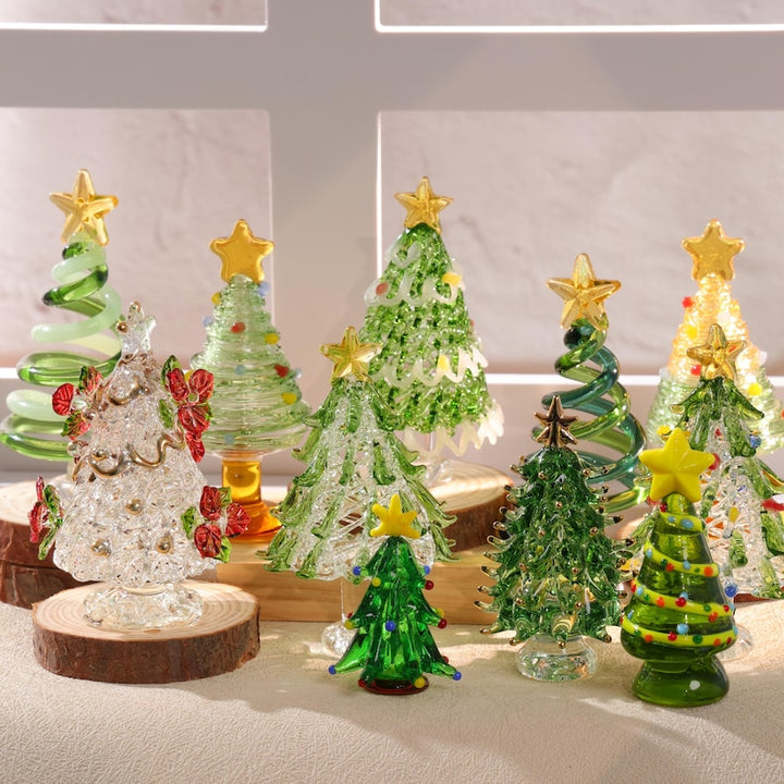 Handmade Christmas Glass Sculptures, Glass Christmas Tree Figurines, Holiday Decor, Christmas Gift, Christmas Decro