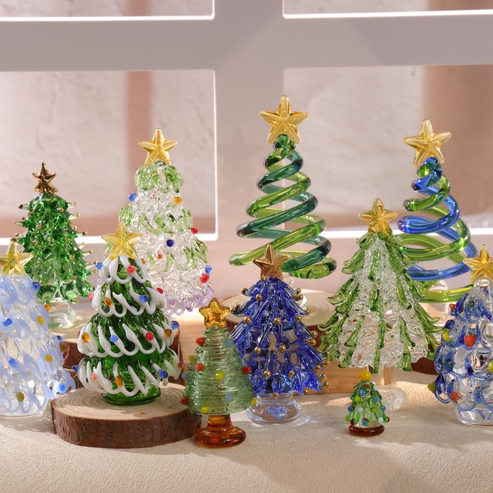 Handmade Christmas Glass Sculptures, Glass Christmas Tree Figurines, Holiday Decor, Christmas Gift, Christmas Decro