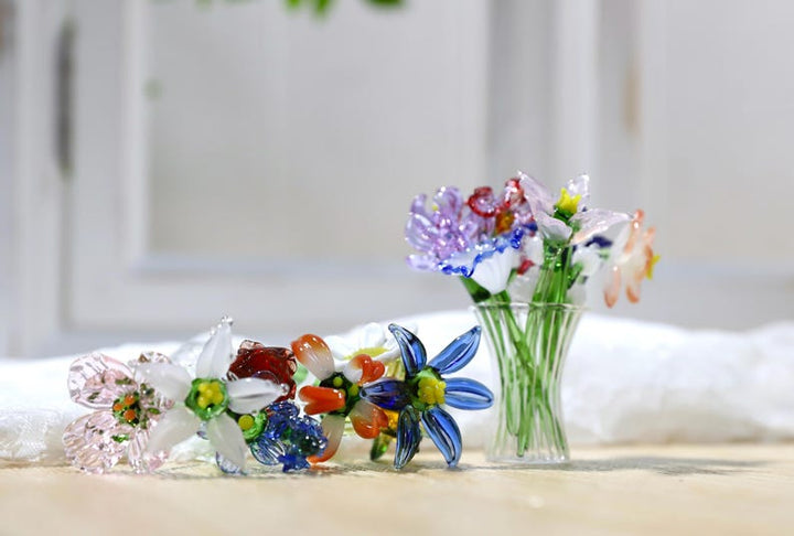 Handmade glass birthday flowers, mini glass flower stems, colorful – Birthday Gift for Her, Mother's Day Gift