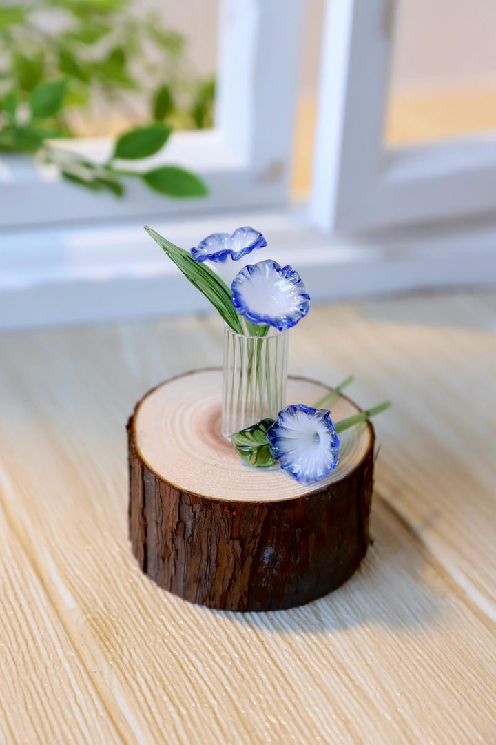 Handmade Glass Morning Glory Bouquet, Mini Birth Month Flower, Desk – Birthday Gift for Her, Mother's Day Gift