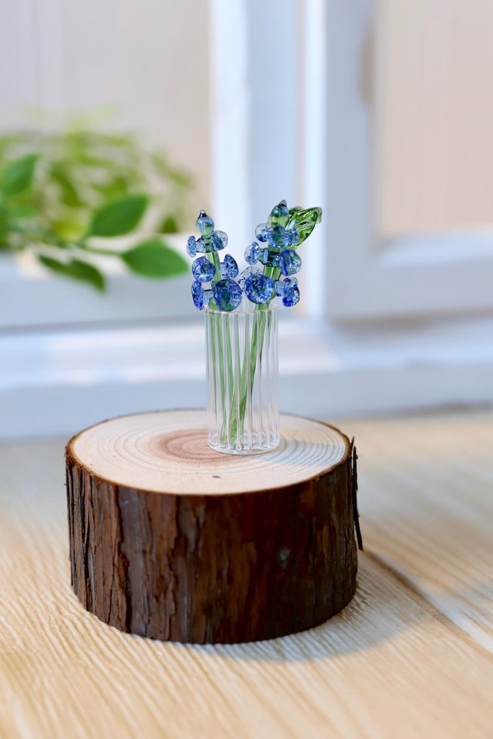 Handmade Glass Larkspur, July Birth Flower Decor, Mini Blue Flower – Birthday Gift for Her, Mother's Day Gift