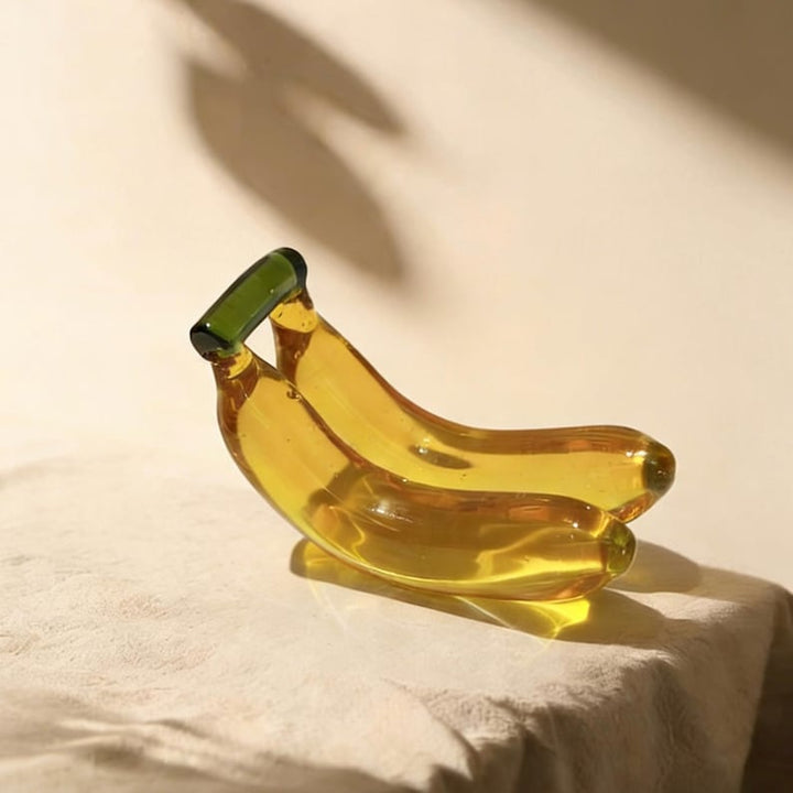 Handmade Glass Banana Figurine, Mini Art Glass Fruit Decor, Yellow – Handmade Gift for Her