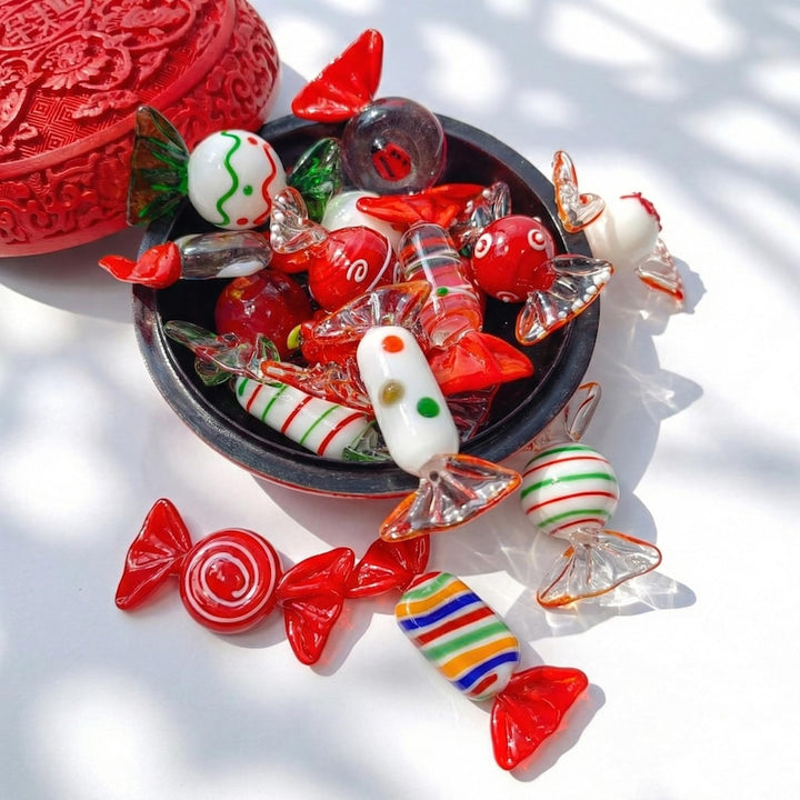 Blown Glass Candy Figurines, Unique Valentines Gift, Wedding Favors, Wedding Table Decor, Whimsical Glass Decor, Cake Topper, Food Miniature