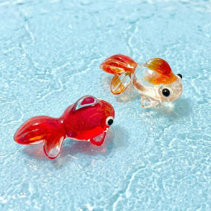 Handmade Glass Blown Koi Fish Figurine, Whimsical Lampwork Glass Art, Cute Goldfish Miniature, Terrarium Decor, Unique Gift for Animal Lover