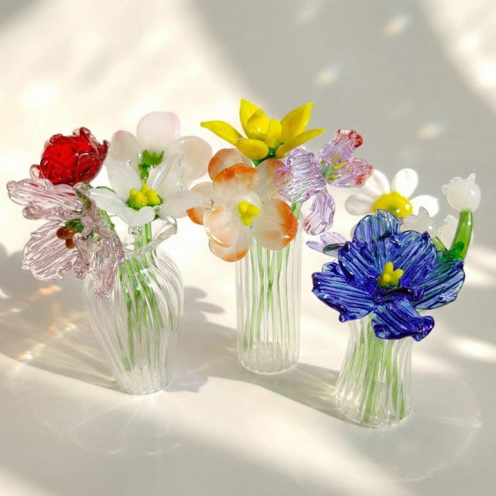 Handmade Glass Flower Figurine, Custom Birth Flower Gift for Mom, Floral Gift for Couple, Personalized Gift for Sister, Aesthetic Home Decor