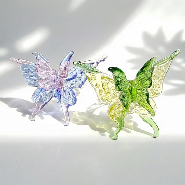 Handmade Pastel Glass Butterfly Ring, Wearable Butterfly FIgurine, Unique Easter Gift, Whimsical Boho Jewelry, Spring Style Statement Piece