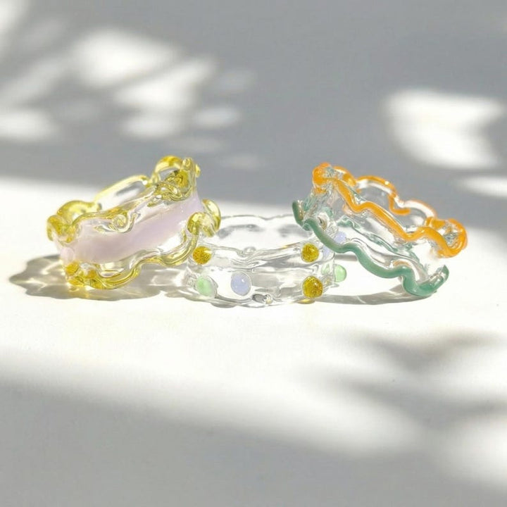 Handcrafted Glass Ring, Y2K Aesthetic Jewelry, Minimalist Statement Ring, Couple Gift for Easter, Handmade Gift for Bestie, Wedding Decor