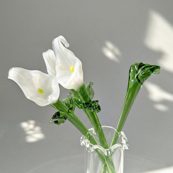 Glass Lily Bouquet, Lampwork Flower Sculpture, Handmade Floral Arrangement, Birth Flower Gift, Cottagecore Home Decor, Mini Desk Accessories