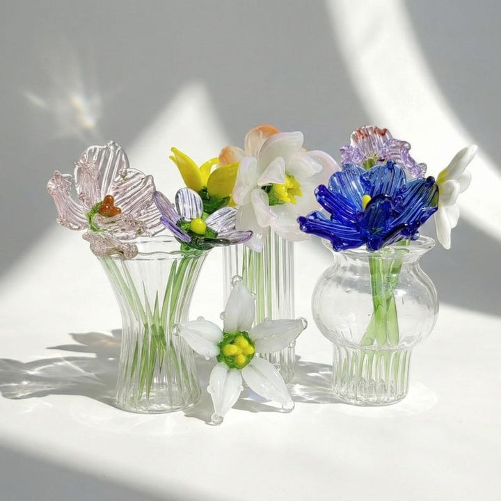 Custom Birth Flower Bouquet for Valentine's Day, Handmade Glass Floral Arrangement, Lampwork Flower Sculpture, Miniature Flowers Desk Decor