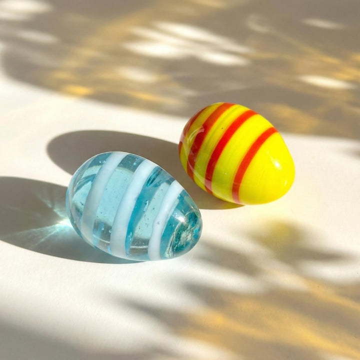 Blown Miniature Garden Glass Eggs, Farmhouse Style Ornament for Easter Basket Filler, Fairy Garden Accessory, Succulent and Flower Pot Buddy