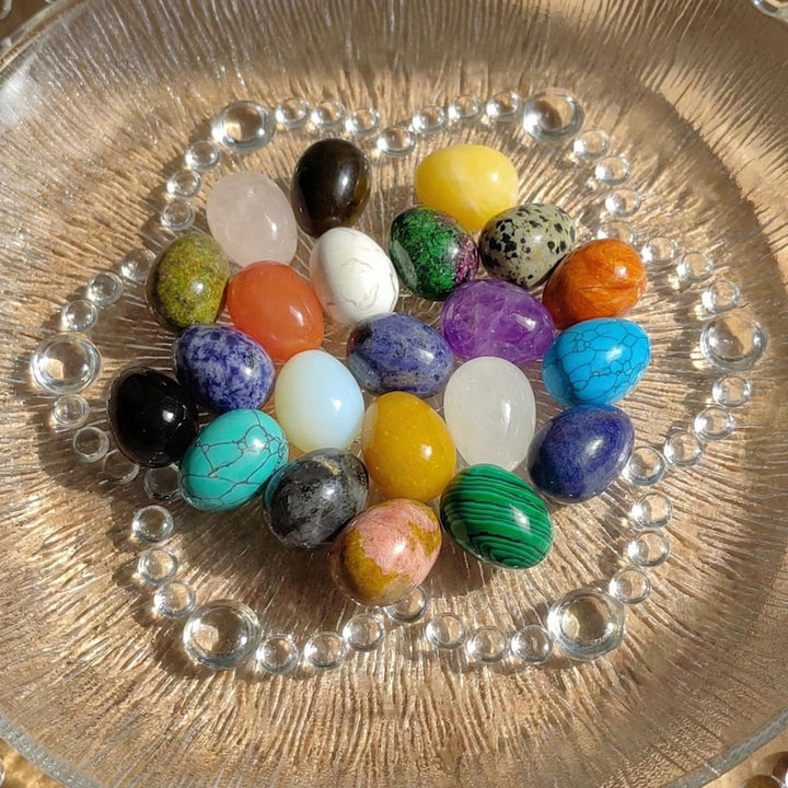 Handmade Crystal Glass Easter Egg Figurine, Colorful Nature Stones Miniature Collectible, Spring Holiday Gift, Marbled Texture Aquascape Art