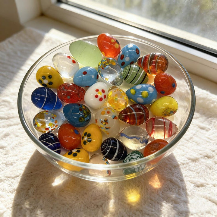 Handmade Easter Glass Eggs Set, Colorful Blown Glass Easter Decor, – Handmade Gift