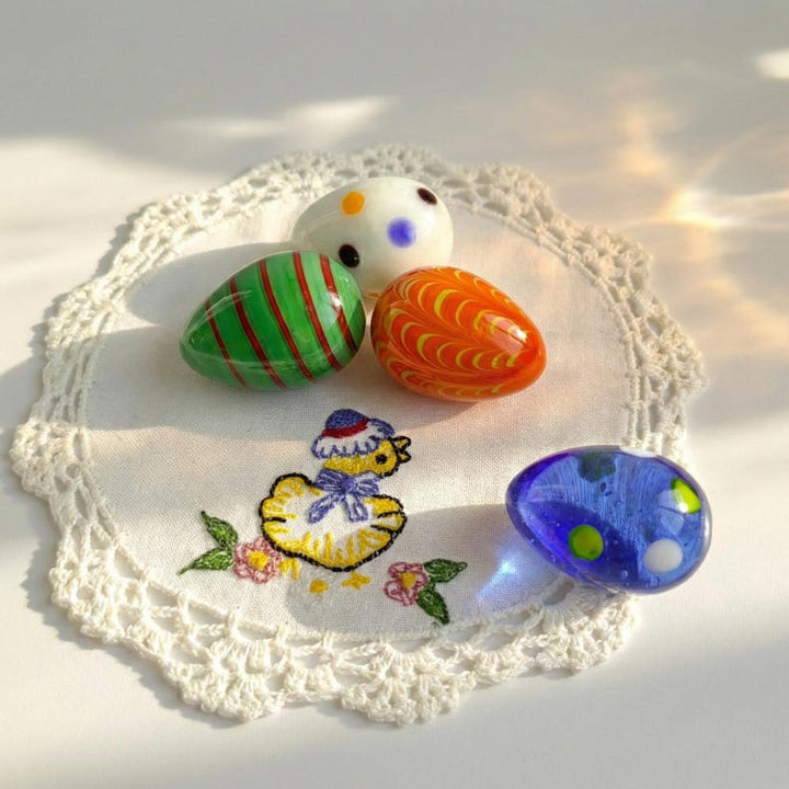 Handmade Glass Easter Egg, Colorful Spring Table Centerpiece, Cottagecore Miniature Sculpture, Easter Basket Filler Gift, Iridescent Decor