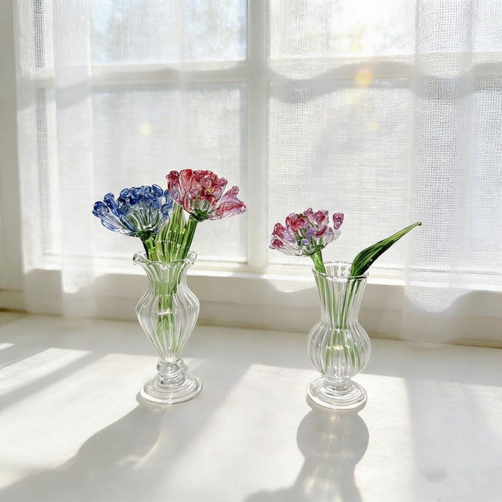 Handmade Glass Peony Flower in Mini Vase, Blown Glass Peony Bouquet – Birthday Gift for Her, Mother's Day Gift