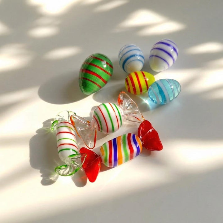 Handmade Glass Candy, Lampwork Floral Easter Egg, Festive Holiday Decor, Celebration Party Ornament, Spring Tablescape, Miniature Collection