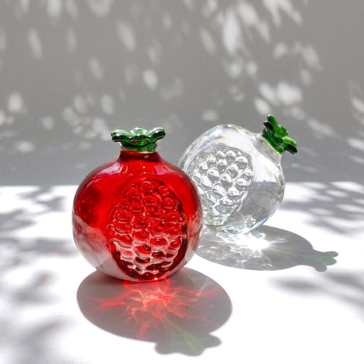 Handmade Glass Pomegranate for New Home Decor, Faux Fruit for Table Centerpiece, Rosh Hashanah Gift for Hostess, Wedding Present for Couple
