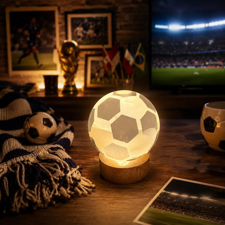 Glass Sports Ball Night Light, Soccer Baseball Tennis Basketball 8-Ball Volleyball Lamp, Man Cave Desk Decor, Birthday Father's Day Present