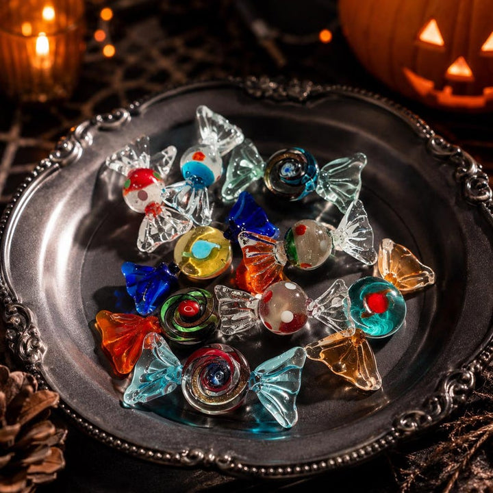 Handblown Spooky Glass Candy, Halloween Table Decor, Whimsical Trick or Treat Party Favor, Goth Hostess Gift, Quirky Fall Tiered Tray Decor