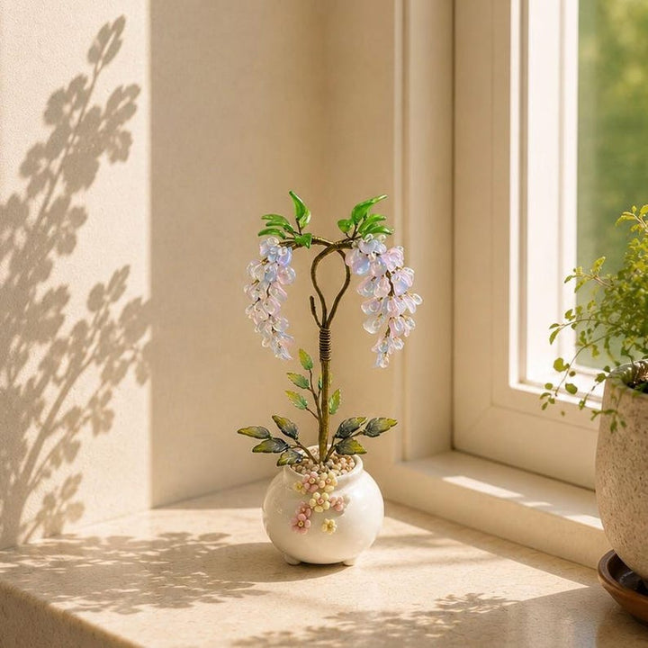 Blue Purple Gradient Glass Wisteria Tree, Handmade Eternal Flower