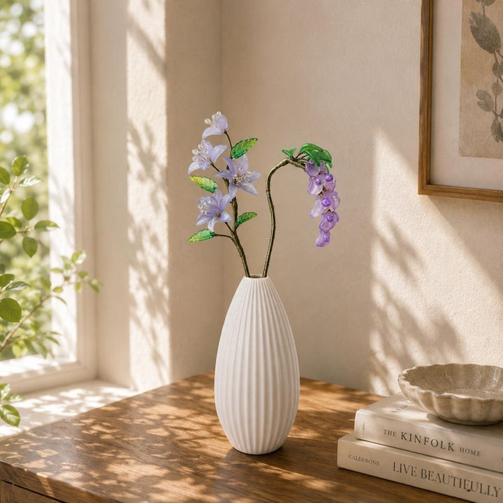 Handmade Glass Wisteria, Forever Flower Arrangement, Purple Floral