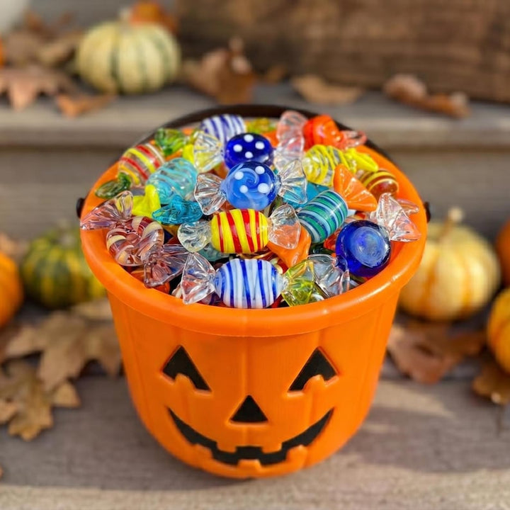Colorful Lampwork Glass Sweets for Halloween, Decorative Faux Candiy Mix for Coffee Table, Autumn Wedding Favors, Festive Fall Bowl Filler