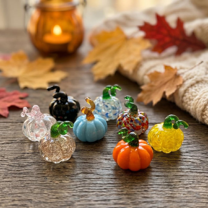 Handmade Miniature Glass Pumpkin Figurine, Cute Thanksgiving Hostess Gift, Cozy Halloween Accent, Fall Festival Decor, Coworker Desk Gift