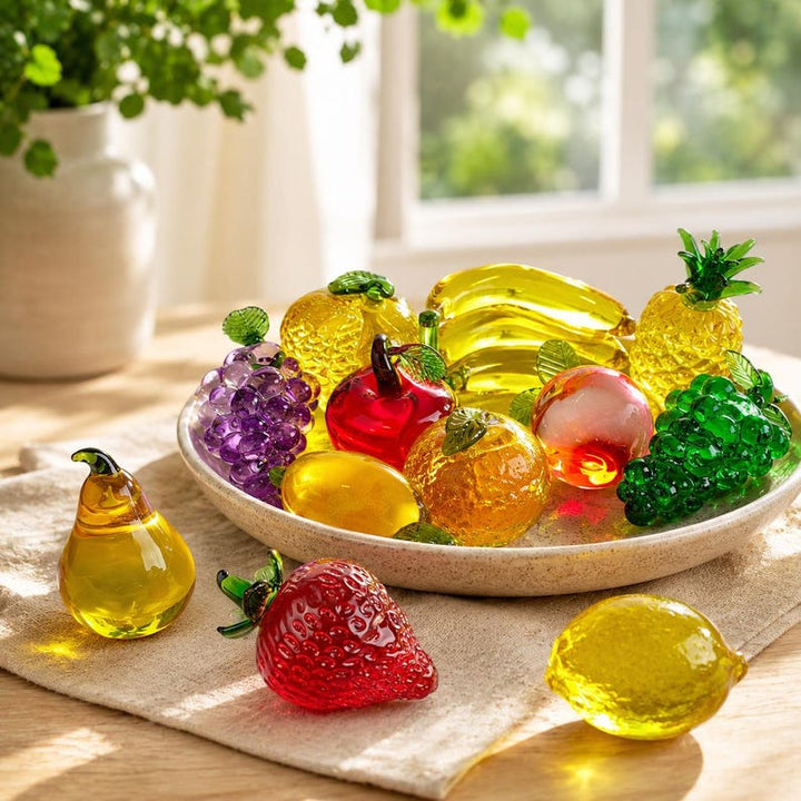 Handmade Glass Fruit Figurine for Kitchen Table Decor, Cheerful Housewarming Gift, Sunlit Window Sill Display, Tropical Summer Centerpiece