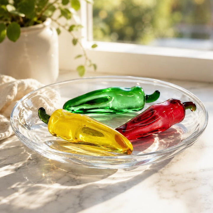 Vibrant Glass Chili Pepper Decor, Quirky Kitchen Accent for Mom, Cottagecore Veggie Art, Fun Foodie Gift, Farmcore Chef Birthday Present